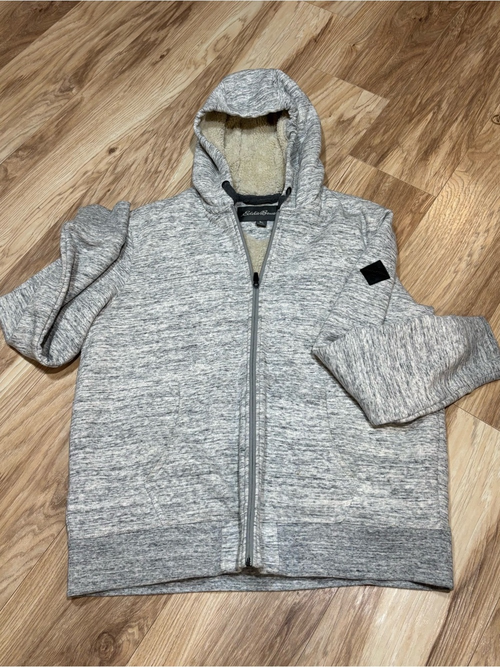 Eddie Bauer Gray Hooded Sherpa-Lined Jacket Size Medium O/S